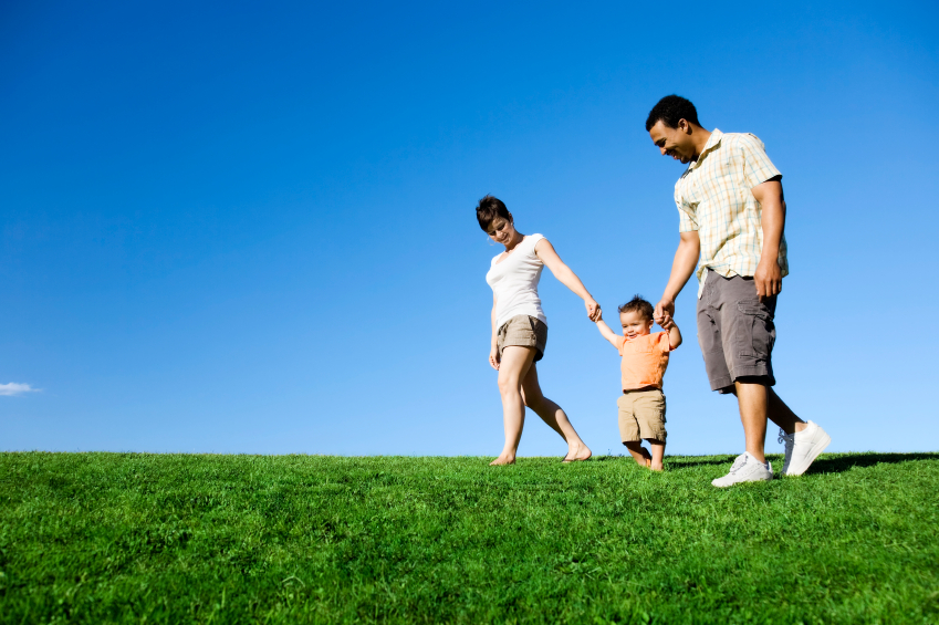 family in field